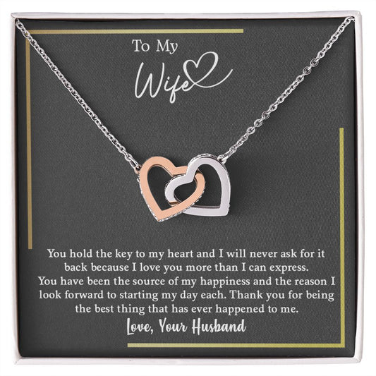 My Wife | Source of my happiness - Interlocking Hearts Necklace