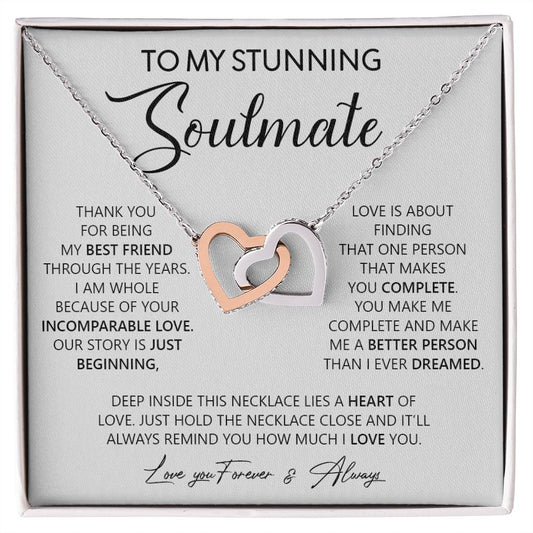 My Stunning Soulmate | You complete me - Interlocking Hearts Necklace