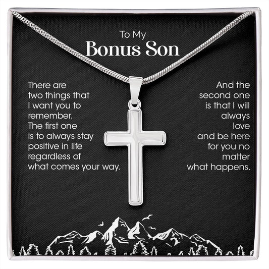 My Bonus Son | I am here for you - Stainless Steel Cross Necklace